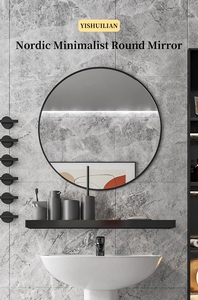 Factory Wholesale Modern Decor Large Gold <strong>Round</strong> Matel Frame Wall Mounted <strong>Big</strong> Circle Bathroom Wall Hanging <strong>Mirror</strong> - Product Image 6