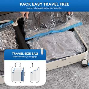 Sacs <span class=keywords><strong>sous</strong></span> <span class=keywords><strong>vide</strong></span> <span class=keywords><strong>pour</strong></span> vêtements de voyage, lot de 12 sacs de rangement gain de place avec pompe électrique, sacs de compression <span class=keywords><strong>pour</strong></span> vêtements, bagages - Product Image 4