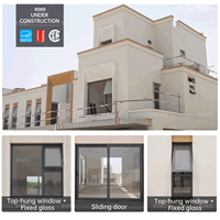 Projet de fenêtres et portes coulissantes en aluminium pour la communauté de villas EOKO à Dubaï, avec fenêtre à battant supérieur et fenêtre fixe à économie d'énergie
