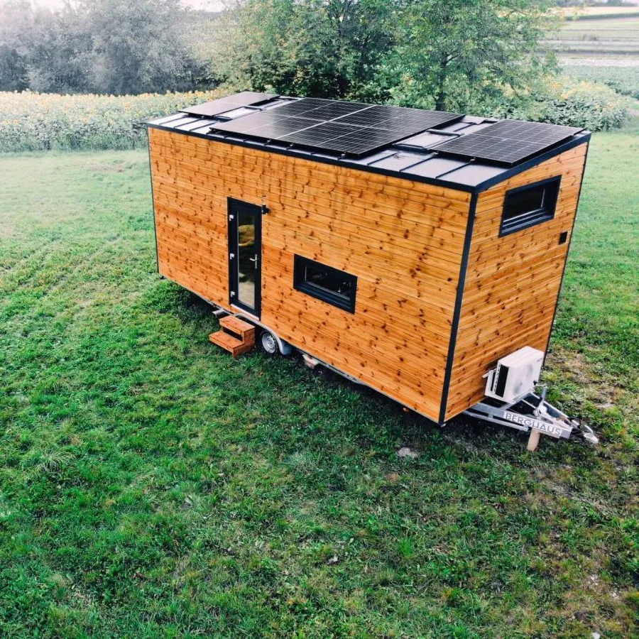 Treezo tiny house maisons de conteneurs mobiles Panneau de pin cadre en acier de sécurité enregistrement immédiat remorque de série galvanisée à chaud