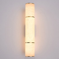 Lampe murale LED moderne en laiton avec abat-jour incurvé, style rétro, en albâtre naturel, télécommandée, pour hôtel de luxe, couloir et décoration intérieure