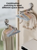 Porte-serviettes mural moderne à ventouse rotative, sans perçage, pour salle de bain et balcon, organisateur de vêtements rétractable en plastique