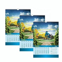 Autocollant personnalisé en spirale a2 motif floral, étiquette mensuelle large 12 mois 365 jours impression de calendrier mural