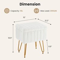 Tabouret de coiffeuse avec rangement, pouf moelleux, 4 pieds en métal avec pieds antidérapants, siège rembourré en fourrure pour maquillage et chambre à coucher