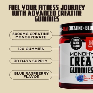 OEM/ODM Private Label Adult <b>Pre</b>-<b>workout</b> Creatine Monohydrate Gummies Candy Energy <b>Supplement</b> Sugar Free 60-count 2 Gummies Daily - Product Image 3