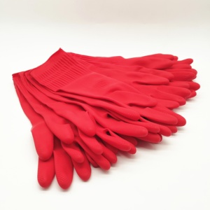 Listo para enviar, rojo, manga larga, antideslizante, cómodo, limpieza de cocina, lavado, guantes de látex para el hogar - Product Image 3