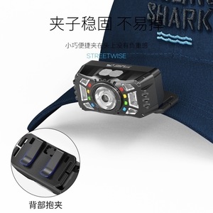 ไฟหน้า LED รูปฉลามยิ้ม 800mAh แบบชาร์จไฟได้ พร้อมเซ็นเซอร์ตรวจจับความเคลื่อนไหว สำหรับการเดินป่าและตั้งแคมป์กลางแจ้ง - Product Image 2