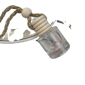 8ml Round Car Perfume Pendant Air Freshener <b>Empty</b> <b>Glass</b> <b>Bottle</b> Hanging Car Diffuser <b>Bottle</b> - Product Image 1