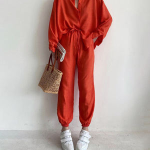 2023 Autumn New Trend Loose Long Sleeve Shirts <strong>Harem</strong> <strong>Pants</strong> Two Piece <strong>Pants</strong> Set Casual Office 2 Piece Set Women - Product Image 2