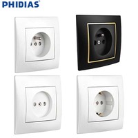 Prise murale électrique OEM 1/2 Gang 1/2 Voie Europe UPS avec protection enfant, peinture colorée, tension maximale 250V