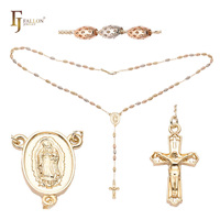 Collier chapelet catholique FJ Fallon Fashion Jewelry Vierge de Guadalupe italienne en or 14 carats – Échantillon disponible