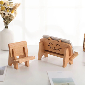 <b>Mini</b> Wooden Phone Stand Desktop Chair Portable Adjustable Mobile Holder 16X6.5X10.6cm Tree Material <b>Desk</b> Use - Product Image 4
