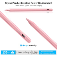 Stylet capacitif intelligent rose pour tablette numérique, avec rejet de la paume, magnétique, trois lumières LED, pointe remplaçable et détection d'inclinaison