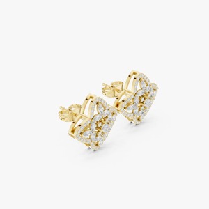 <b>Top</b> Selling Modern Geometric Floral Diamond Stud <b>Earrings</b> for Women with Unique Artistic Design for Everyday Fashion for Sale - Product Image 3