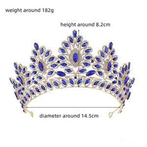 QS <span class=keywords><strong>Couronne</strong></span> de <span class=keywords><strong>princesse</strong></span> de luxe transfrontalière ornée de feuilles et de strass, idéale pour mariages, concours de beauté et reines - Product Image 2