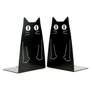 U-Shaped Cat Design Metal <b>Book</b> Ends Black + White Color Simple Modern Style Customized Size for Home Decor Storage <b>Books</b> CDs - Product Image 1
