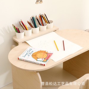 Cross-border Creative Wooden Children's Study Table and Chair Set, Solid Wood Baby <b>Drawing</b> and Doodling Table, Early Education - Product Image 3