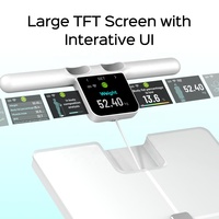 Báscula Analizadora de Grasa Corporal Digital Inteligente de 8 Electrodos con Sensor de Mano, Pantalla TFT, Funciona con Batería, Seguimiento de Composición Corporal y IMC