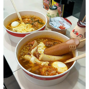Cuencos Ramen desechables para cocinar <span class=keywords><strong>Garaetteok</strong></span> Tteokbokki Cuenco de inducción Papel Ramen coreano Tazón de papel calentable para llevar 650ml - Product Image 5