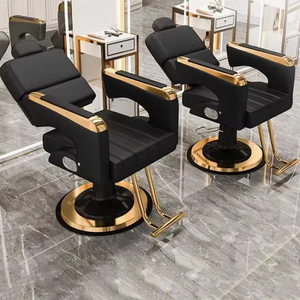 Nouveau fauteuil de coiffure avec base dorée réglable, fonction inclinable, revêtement en cuir synthétique PU pour instituts de beauté et salons de coiffure - Product Image 4