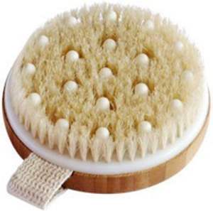 Ventes chaudes Brosse de bain exfoliante en poils de sanglier naturels Logo personnalisé Brosse ronde en bois pour le corps Brosse de massage à sec avec nodules - Product Image 1