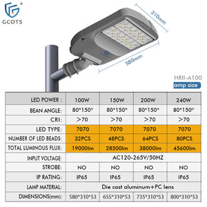 Luces LED de Calle Personalizadas de 100-240W CA, Impermeables, LED 7070/5050 de Alta Eficiencia Luminosa, Fuente de Alimentación Reemplazable, Garantía de 5 Años - Product Image 3
