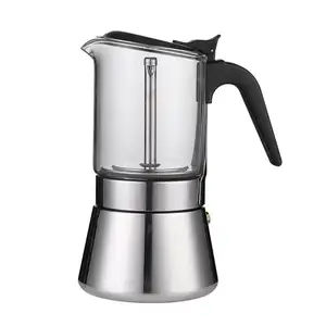 Seecin Moka Pot 3 Kopjes Kookplaat Espresso Koffiezetapparaat 304 Roestvrij Staal Hoge Borosilicaat Glas Italiaanse Klassieke Moka Koffie