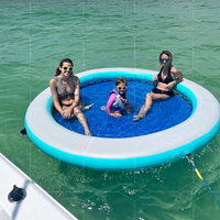 Lits d'eau flottant chaise longue gonflable piscine hamac suspendu boisson flotteurs bain de soleil Yoga Dock tente circulaire maille hamac