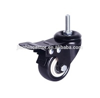Roue pivotante en acier PVC avec frein, 4 pouces, double roue, usage léger, haute résistance à l'usure, double roulement à billes, charge 80-130 kg
