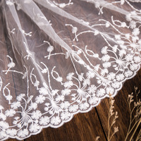 Garniture de Dentelle Personnalisée Luxueuse en Jacquard, Maille, Coton et Tulle Textile, Ruban de Dentelle Brodé de Fleurs Roses pour Robe de Mariée