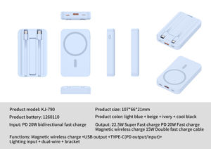 พาวเวอร์แบงค์ไร้สายแม่เหล็กแบบพกพา OEM ใหม่ พร้อมสายชาร์จ 10000mAh PD 22.5W ชาร์จเร็ว สำหรับ <span class=keywords><strong>iPhone</strong></span> 17 Pro Max - Product Image 2