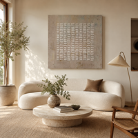 Seni Asli Vintage Berkualitas Tinggi Buatan Tangan Beige Wabi Sabi Minimalis Abstrak 3d Bertekstur Kanvas Seni Dinding untuk Dekorasi Rumah