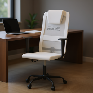 <b>White</b> <b>Office</b> <b>Chair</b> Mesh Back Swivel <b>Ergonomic</b> Fixed Armrest Steel Base Contemporary Design - Product Image 2