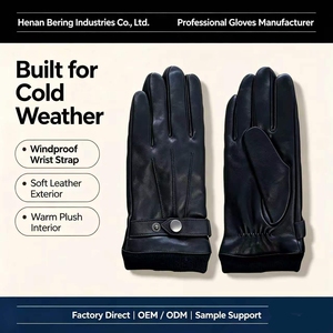 <span class=keywords><strong>Gants</strong></span> en cuir de mouton pour <span class=keywords><strong>homme</strong></span>, doublure 100 % polyester, chauds pour l'<span class=keywords><strong>hiver</strong></span>, avec poignet réglable - Product Image 3