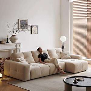 <span class=keywords><strong>Canapé</strong></span> Chesterfield modulaire rectangulaire en <span class=keywords><strong>tissu</strong></span> de luxe moderne, une place, design simple, dossier réglable capitonné pour salon - Product Image 4
