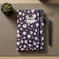 Planificateur annuel et hebdomadaire 2027 A5 en anglais avec carnet de notes et agenda