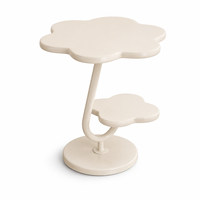 Table d'appoint moderne en forme de fleur avec étagère de rangement, structure métallique, table d'appoint pour canapé, salon, chambre à coucher