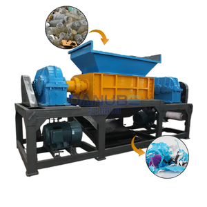 Hot-Selling Metal PVC Double Shaft Shredder Machine Used Tire Recycling Crusher Rubber Plastic Wood Display Racks Motor Core - Product Image 1
