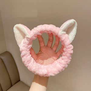 Bandeaux corail en molleton pour le visage, cerceau de <span class=keywords><strong>tête</strong></span>, oreilles de chat, dessin animé, accessoires de coiffure pour filles <span class=keywords><strong>et</strong></span> enfants - Product Image 4