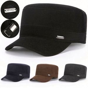 Winter Thick Warm <b>Flat</b> Top Sports <b>Caps</b> for <b>Men</b> Outdoor Fashion Casual Warm Captain Hat - Product Image 1