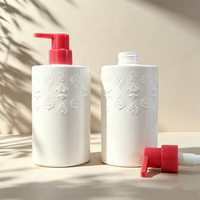 Nouvelle conception de flacon pompe pour lotion, 600 ml, flacon en plastique PET gaufré pour shampoing, gel douche, savon pour les mains, emballage personnalisé