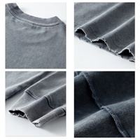 Batik à impression bouffante DTG avec logo personnalisé, T-shirt 100% coton à manches longues et épaules tombantes surdimensionnées, décontracté, col rond, tricoté pour hommes