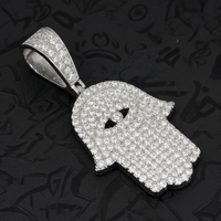 GRA D Color Iced Out 925 Sterling Silver Evil-eye Hamsa Hand Pendant Jewelry Moissanite Diamond Pendant Pass Diamond Tester