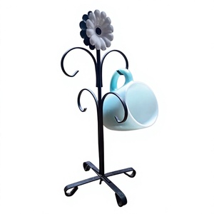 Wholesaler Iron Metal Mug Holder Stand With Curved Hooks For Kitchen Countertop Dining Table Mugs <b>Storage</b> Stand On Sale - Product Image 1