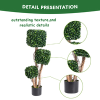 PZ-1-145 Real Touch Feuille Faux Plante Bonsaï Artificielle Buis Topiaire Boule En Pot Arbre pour Intérieur Porche Décor