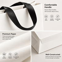 Sac shopping en papier carton ivoire de luxe personnalisé 200 g/m² avec longue poignée en ruban pour l'emballage de vêtements, de chaussures et de bijoux de boutique