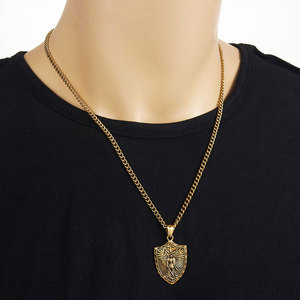 Collier pendentif ange en acier inoxydable 316 plaqué or 14k 18k, style médiéval vintage, résistant à l'eau et inaltérable, pour homme - Product Image 3