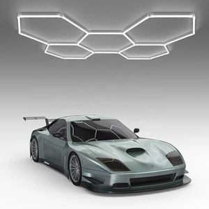 Luminaires suspendus <span class=keywords><strong>LED</strong></span> hexagonaux en nid d'abeille pour entrepôts, garages et laveries automobiles - Product Image 2