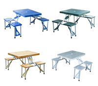 Table et chaises de camping pliantes en bois massif de bonne qualité pour l'extérieur table de pique-nique pour l'extérieur