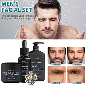 Kit de Soins <span class=keywords><strong>Visage</strong></span> <span class=keywords><strong>Homme</strong></span> Marque Privée avec Nettoyant Naturel Contrôle Sébum, Lotion Hydratante et Baume au Suif Fouetté - Product Image 3